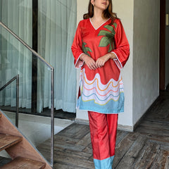 Tropical Red Kurta Set