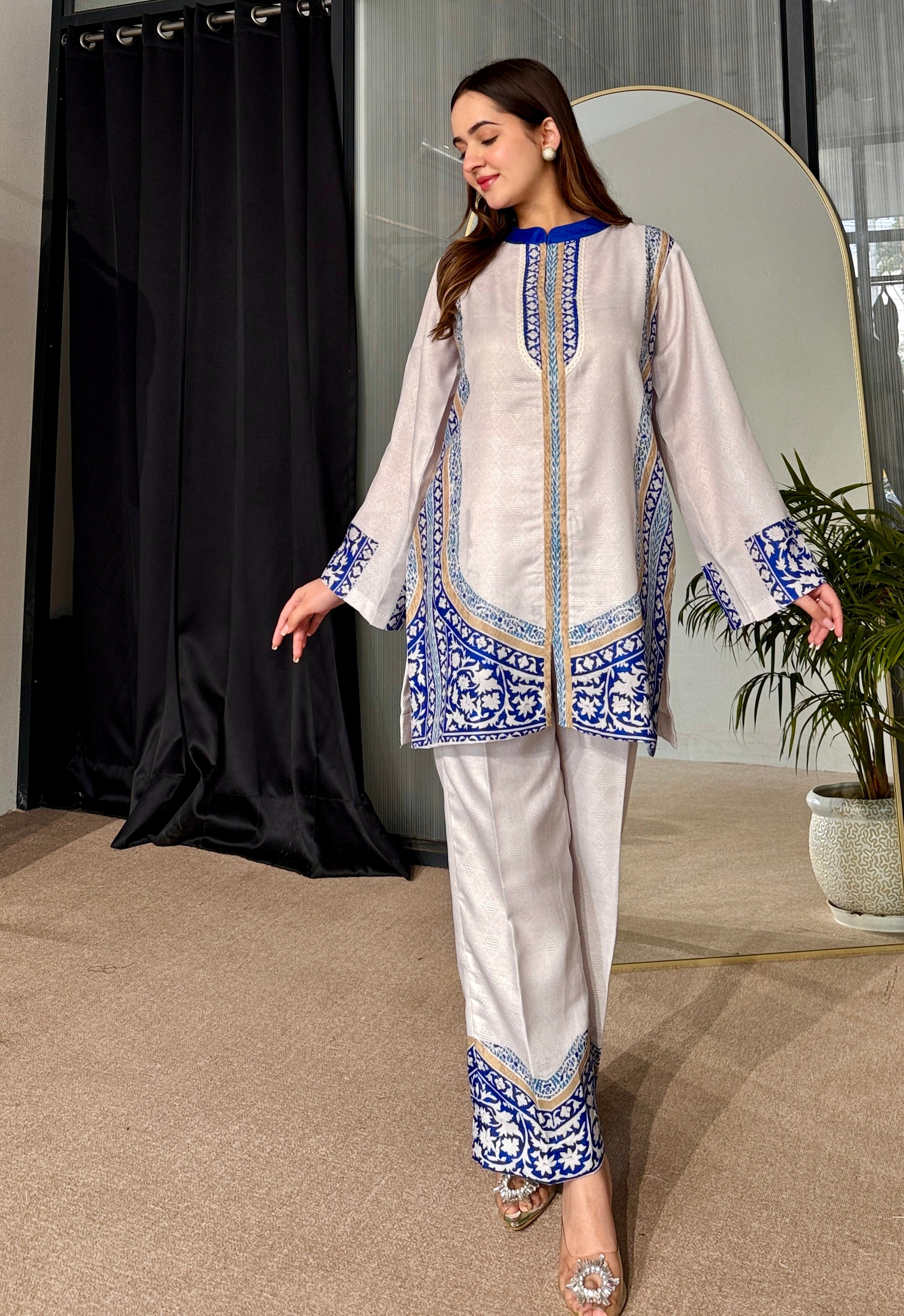 Mist And Sky Pakistani Kurta Set