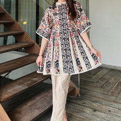 Beige Peplum Fusion Set