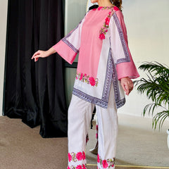 Pink White Kurta Set