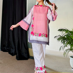 Pink White Kurta Set