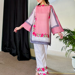 Pink White Kurta Set