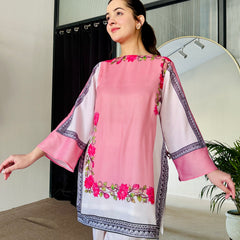 Pink White Kurta Set