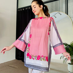 Pink White Kurta Set