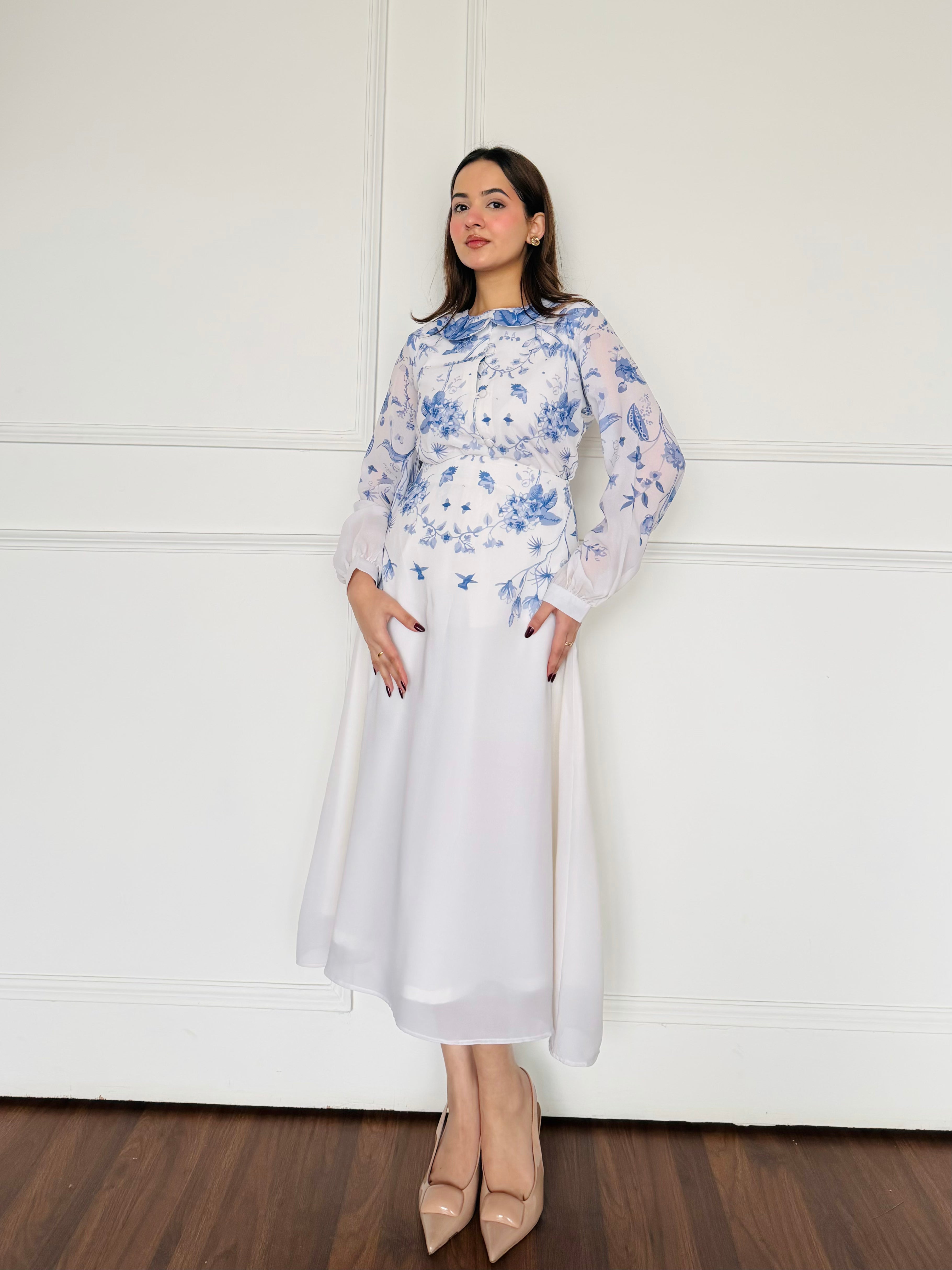 White & Blue Summer Skirt Set