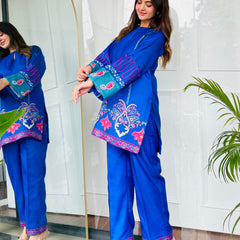 Neel Gulabi Kurta Set