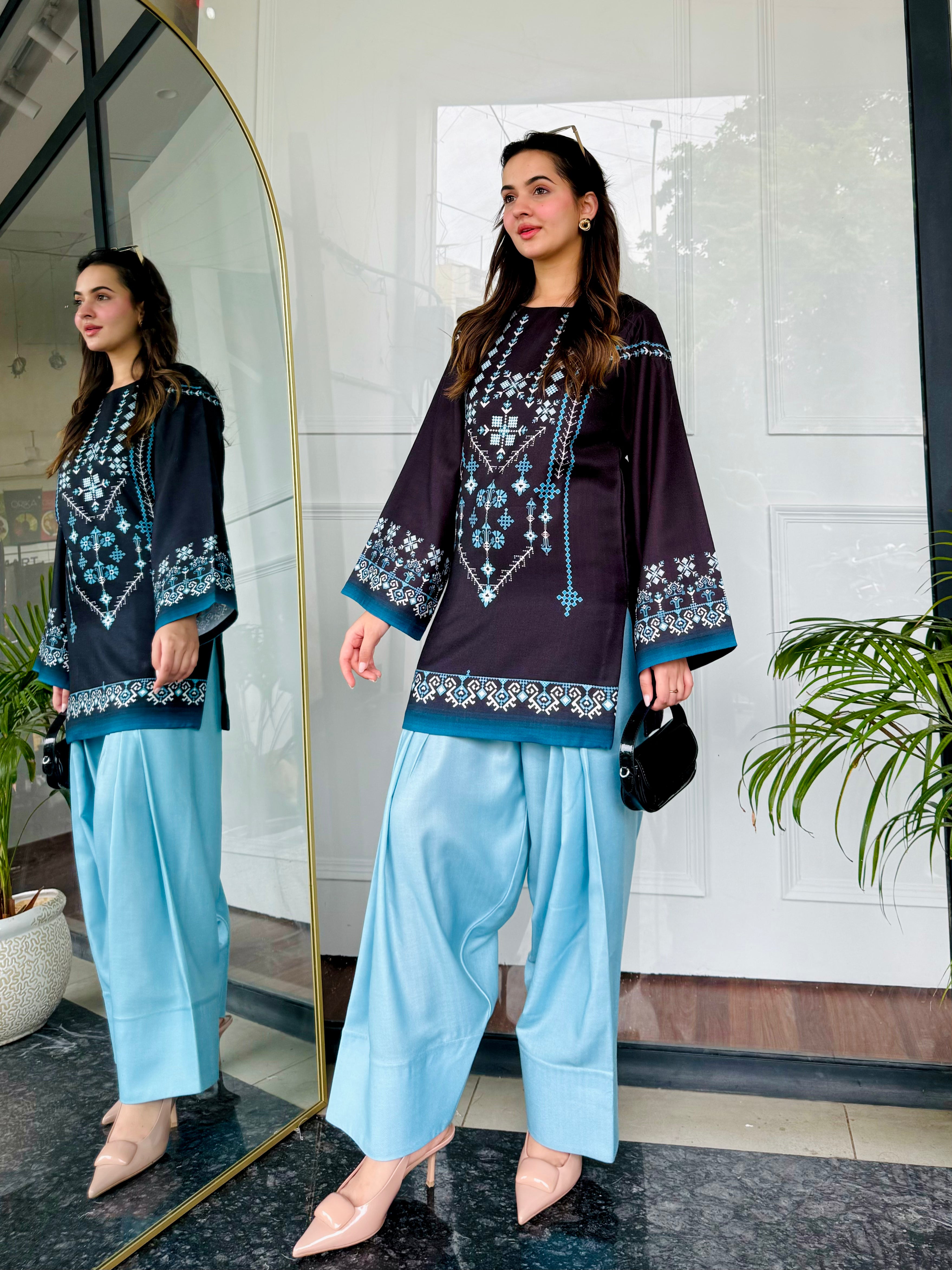 Black & Blue Farshi Salwaar Set
