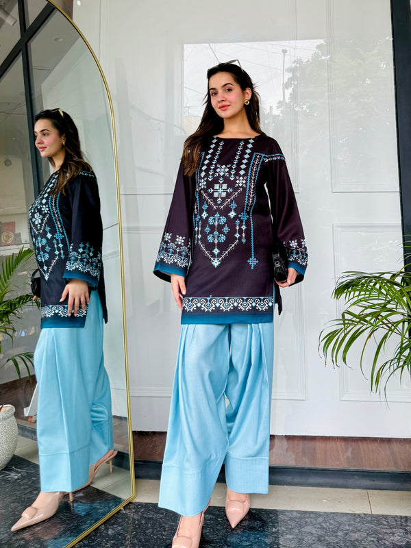 Black & Blue Farshi Salwaar Set