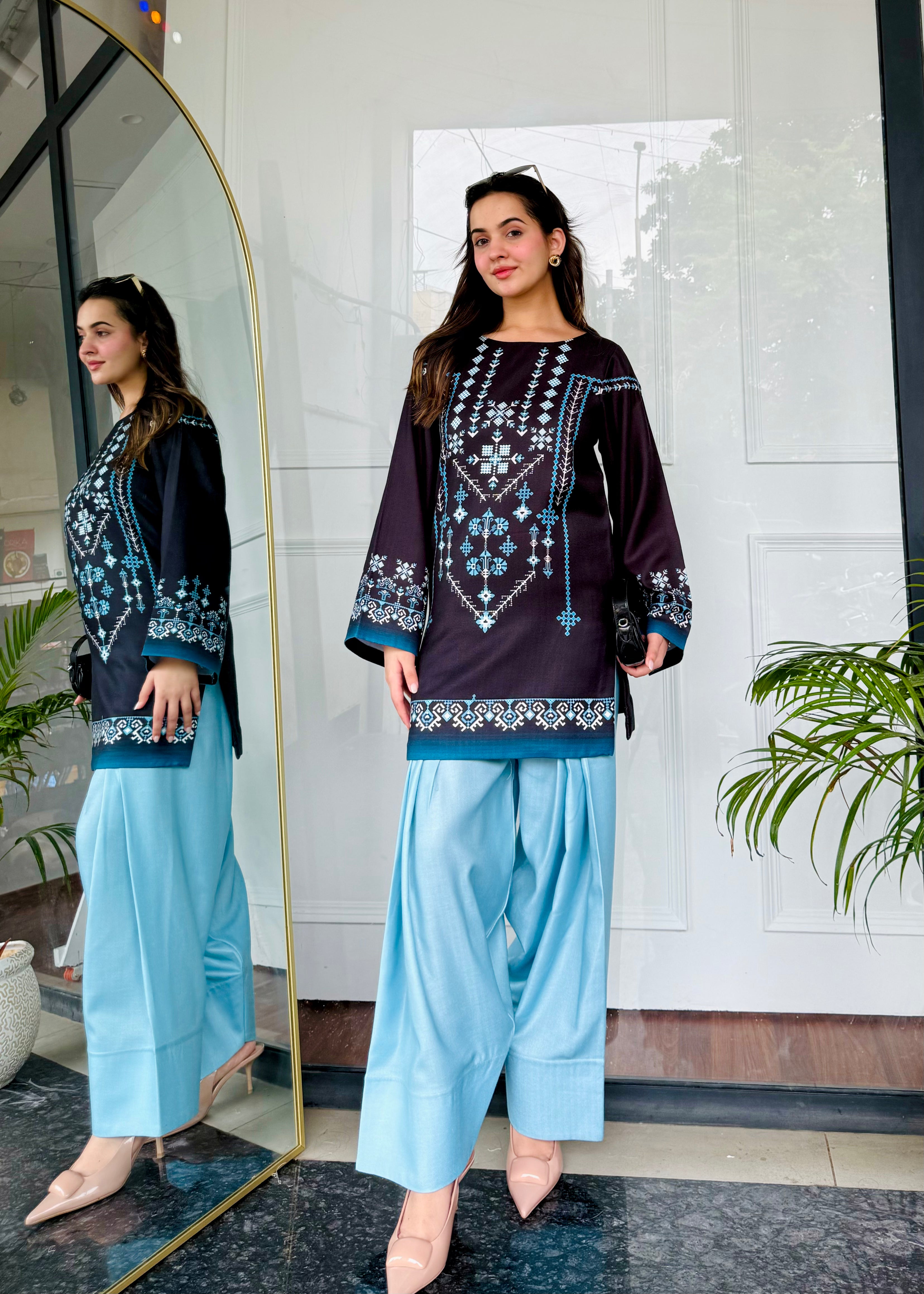 Black & Blue Farshi Salwaar Set