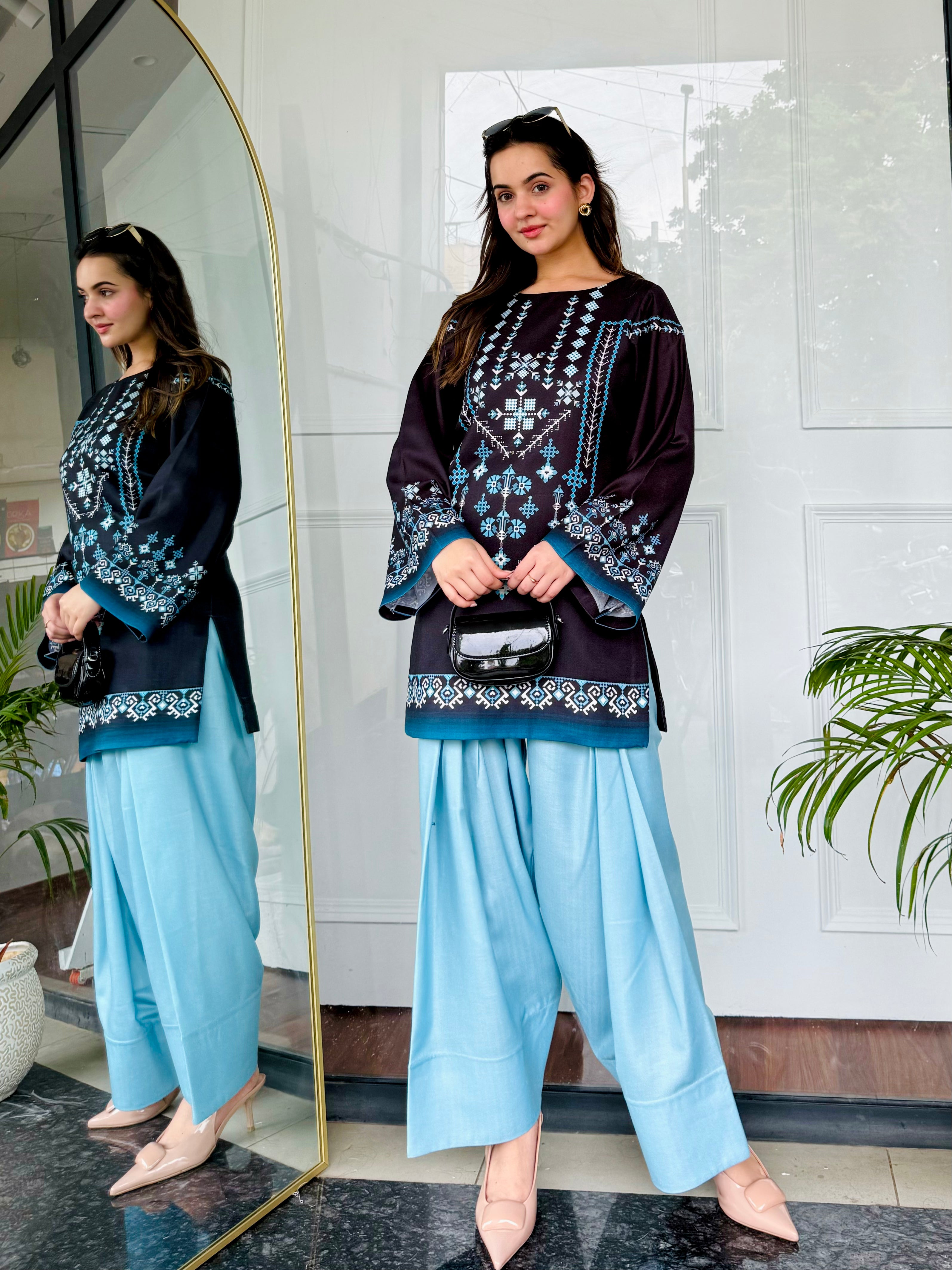 Black & Blue Farshi Salwaar Set