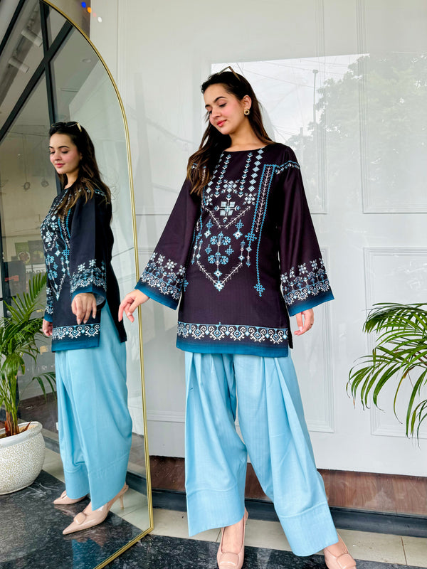 Black & Blue Farshi Salwaar Set