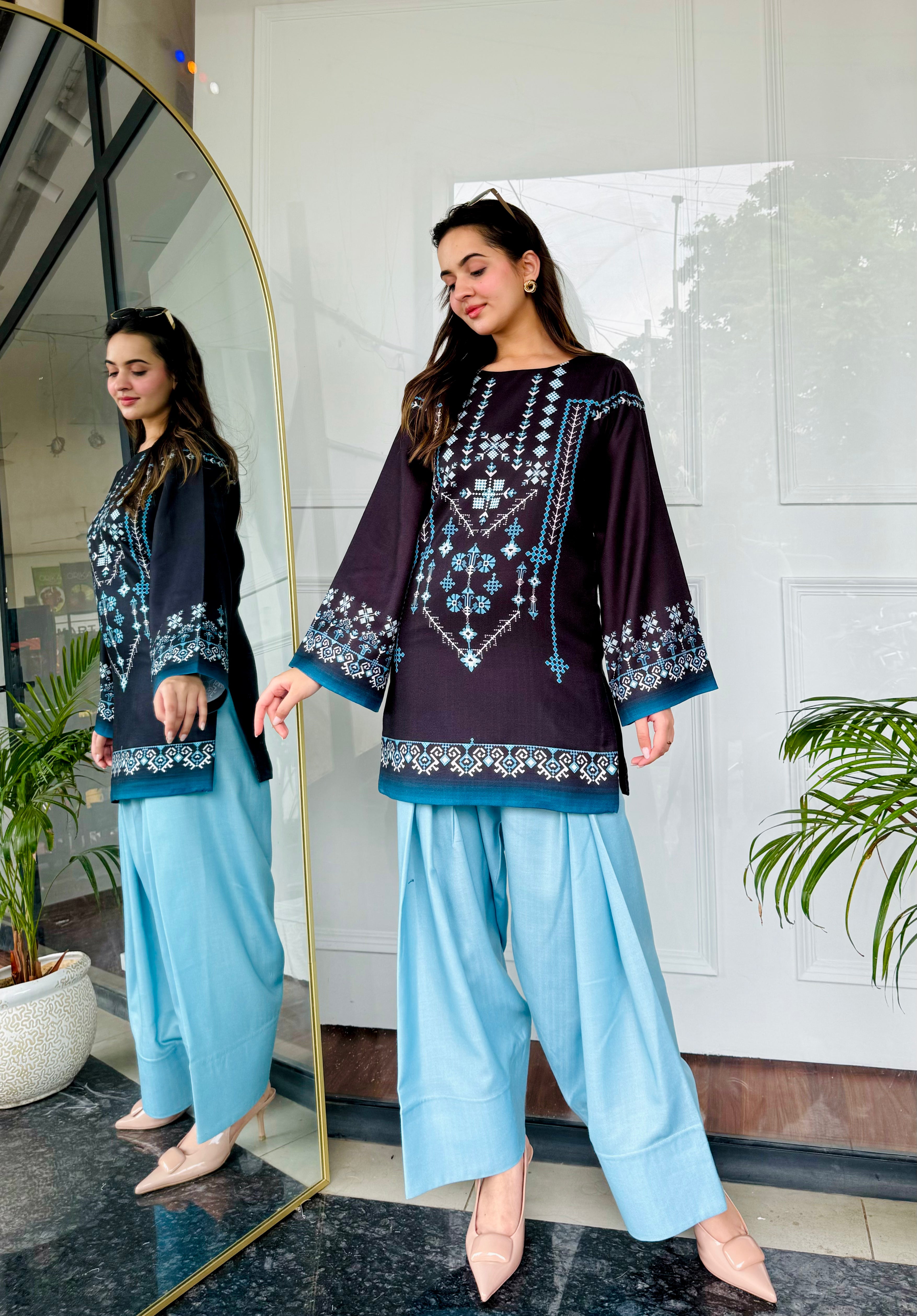 Black & Blue Farshi Salwaar Set