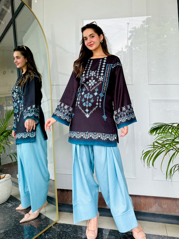 Black & Blue Farshi Salwaar Set