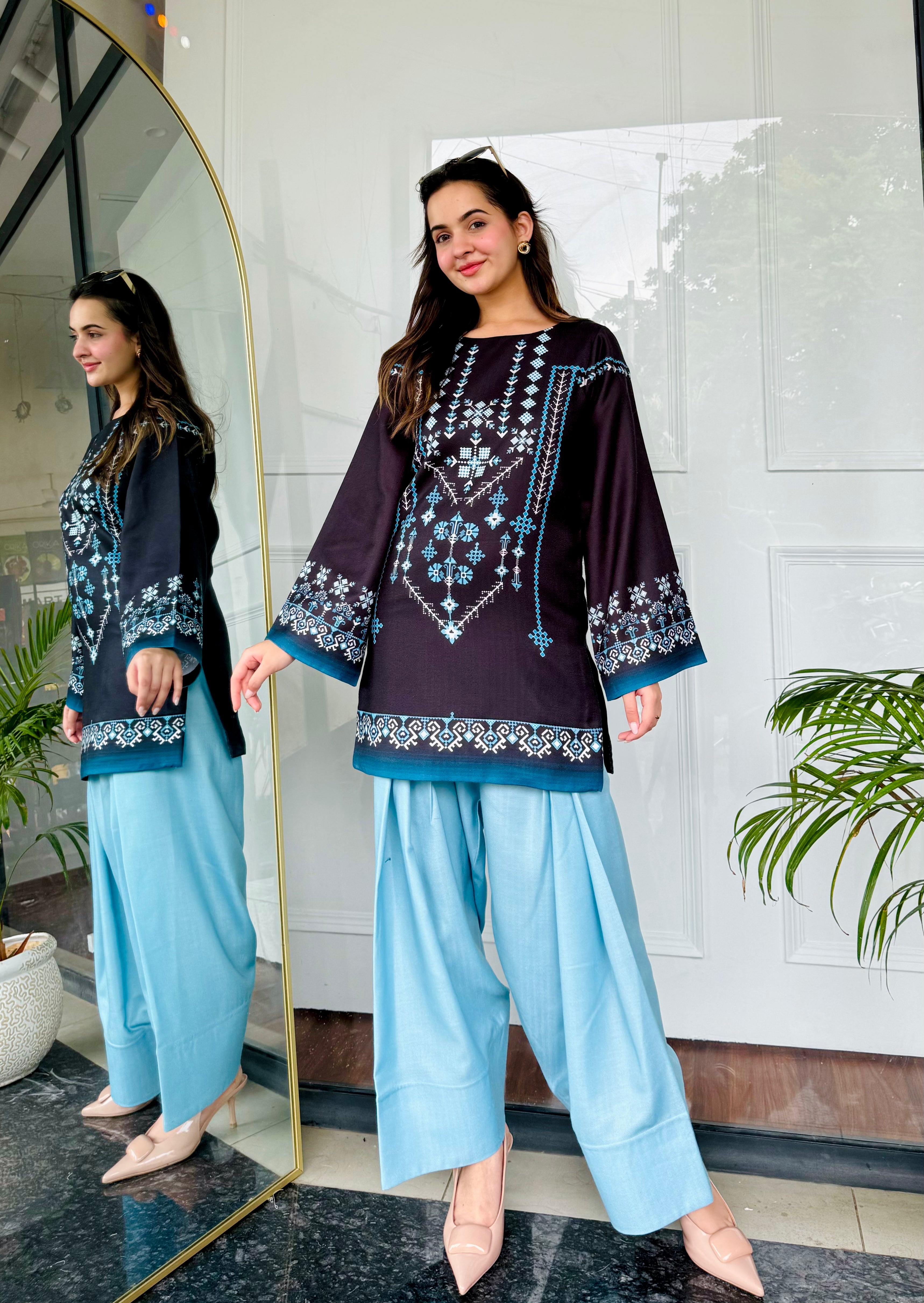 Black & Blue Farshi Salwaar Set