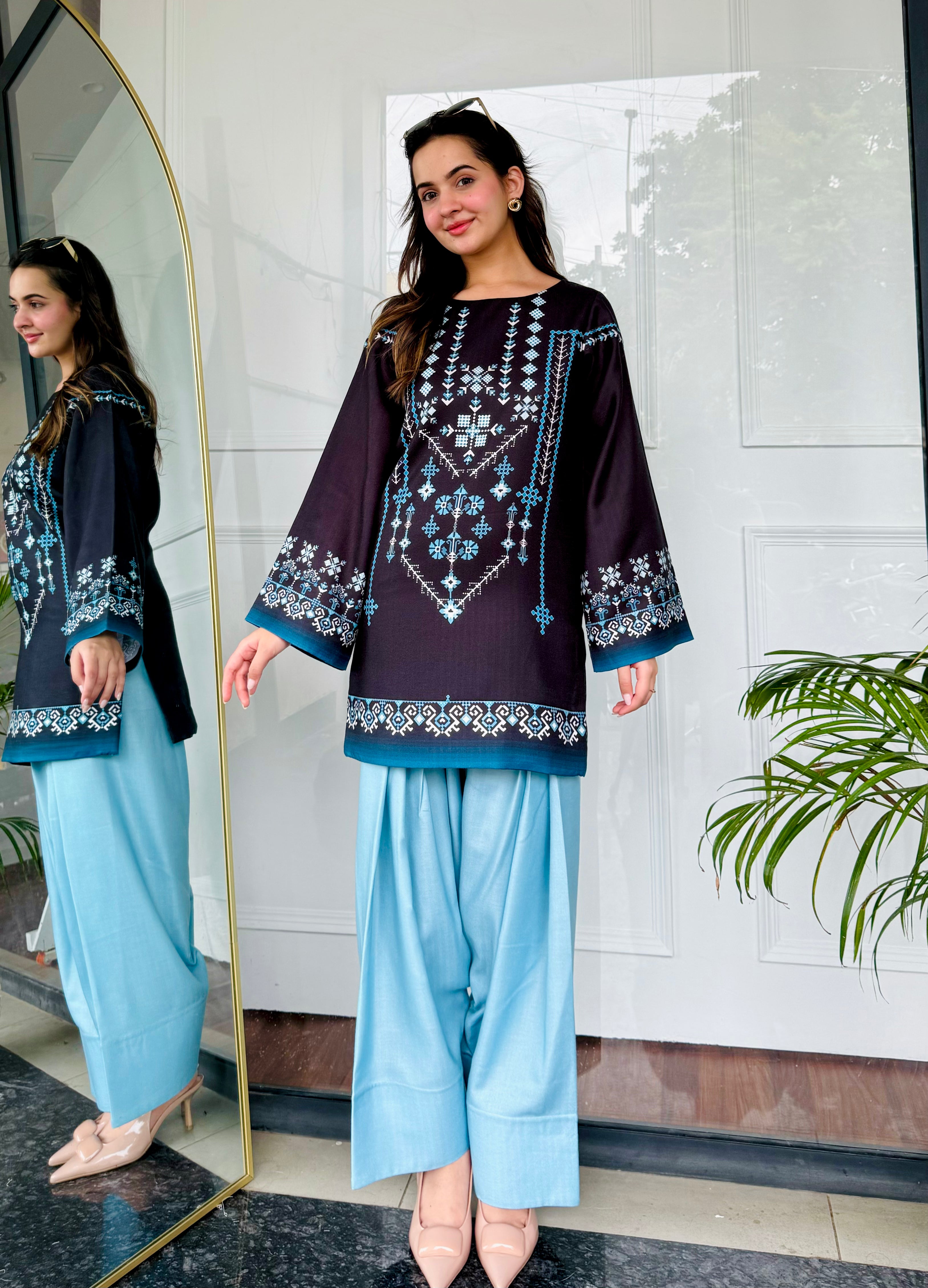 Black & Blue Farshi Salwaar Set