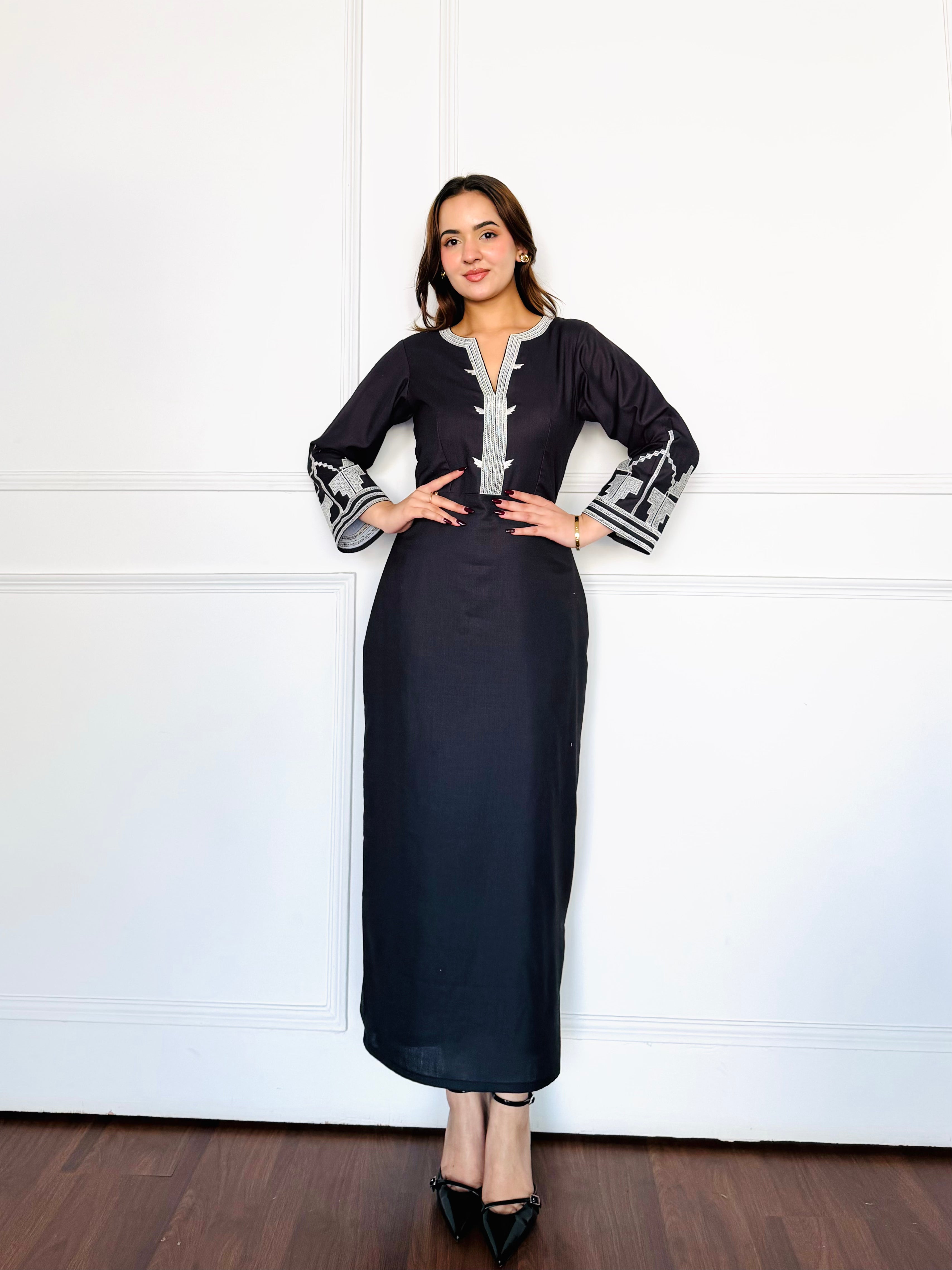 Black Embroidered Summer Dress