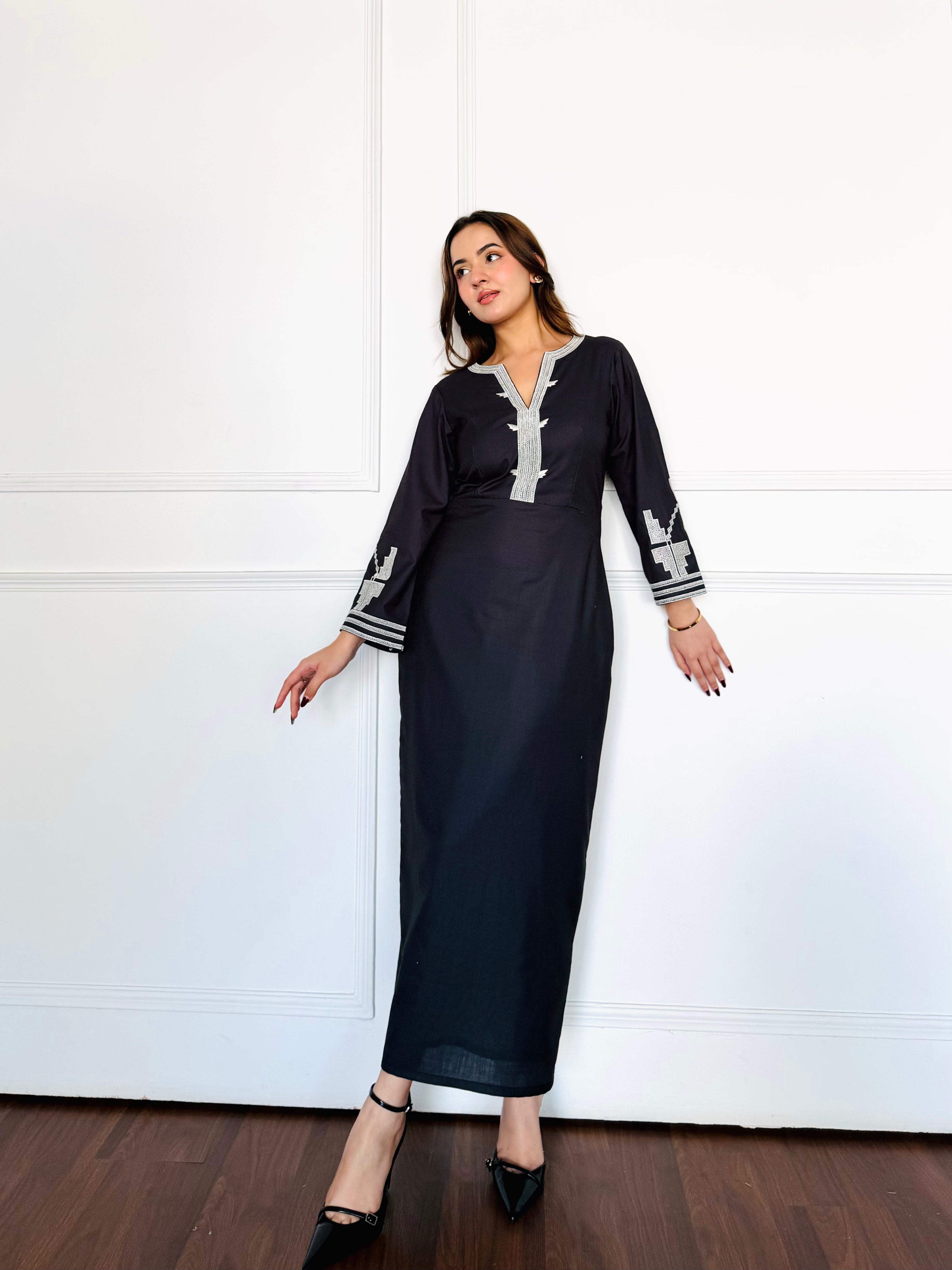 Black Embroidered Summer Dress