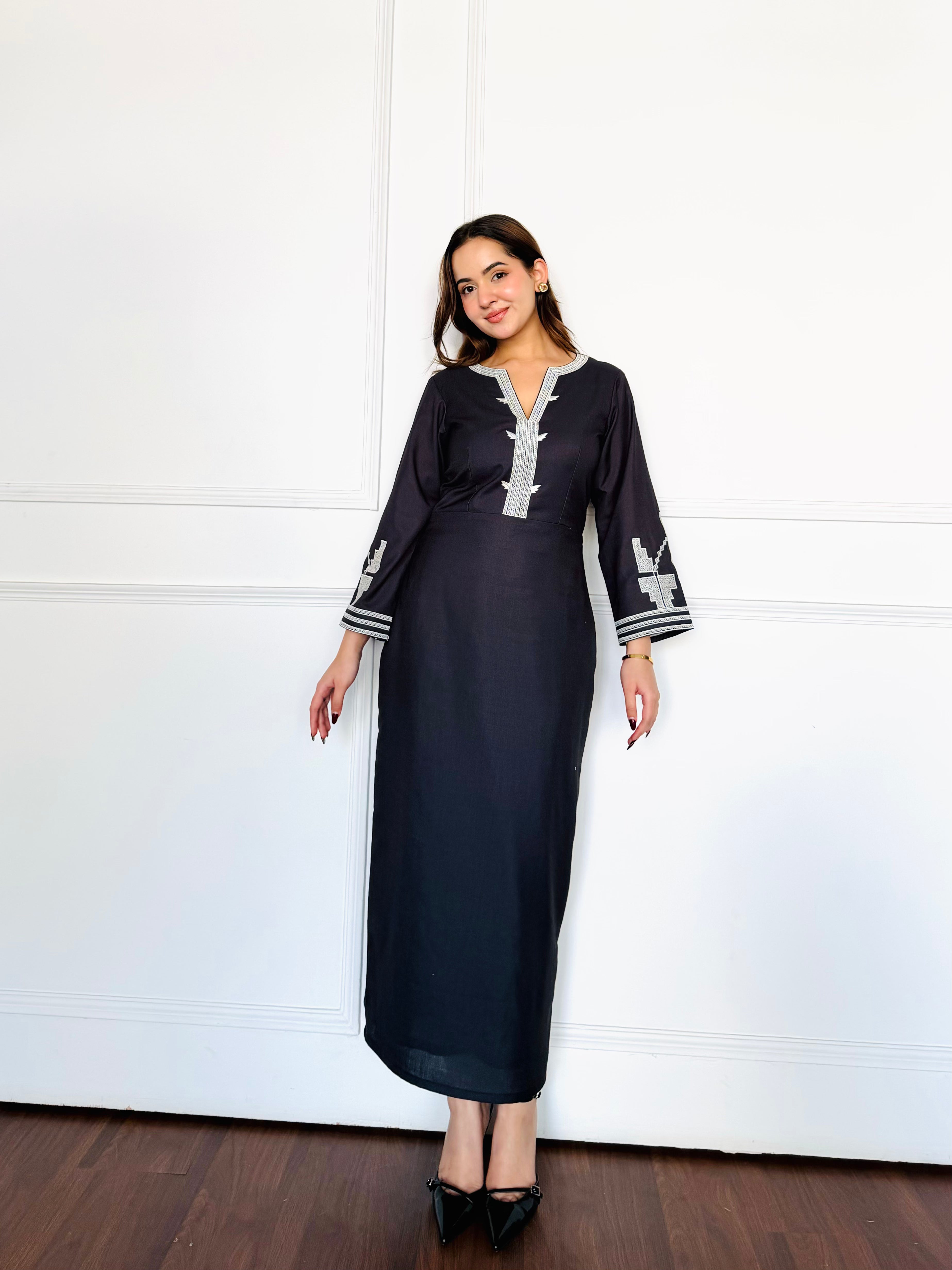 Black Embroidered Summer Dress