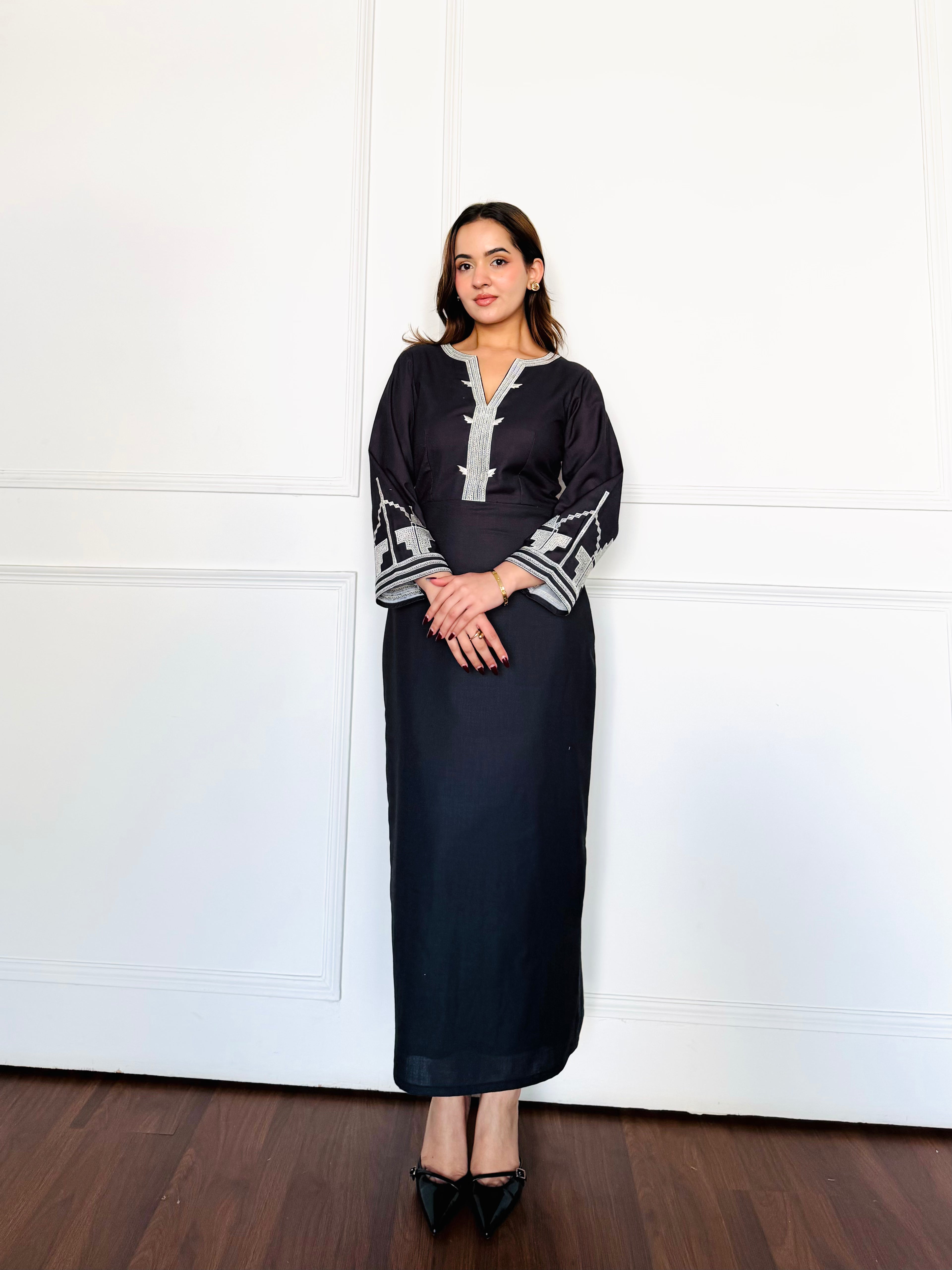 Black Embroidered Summer Dress