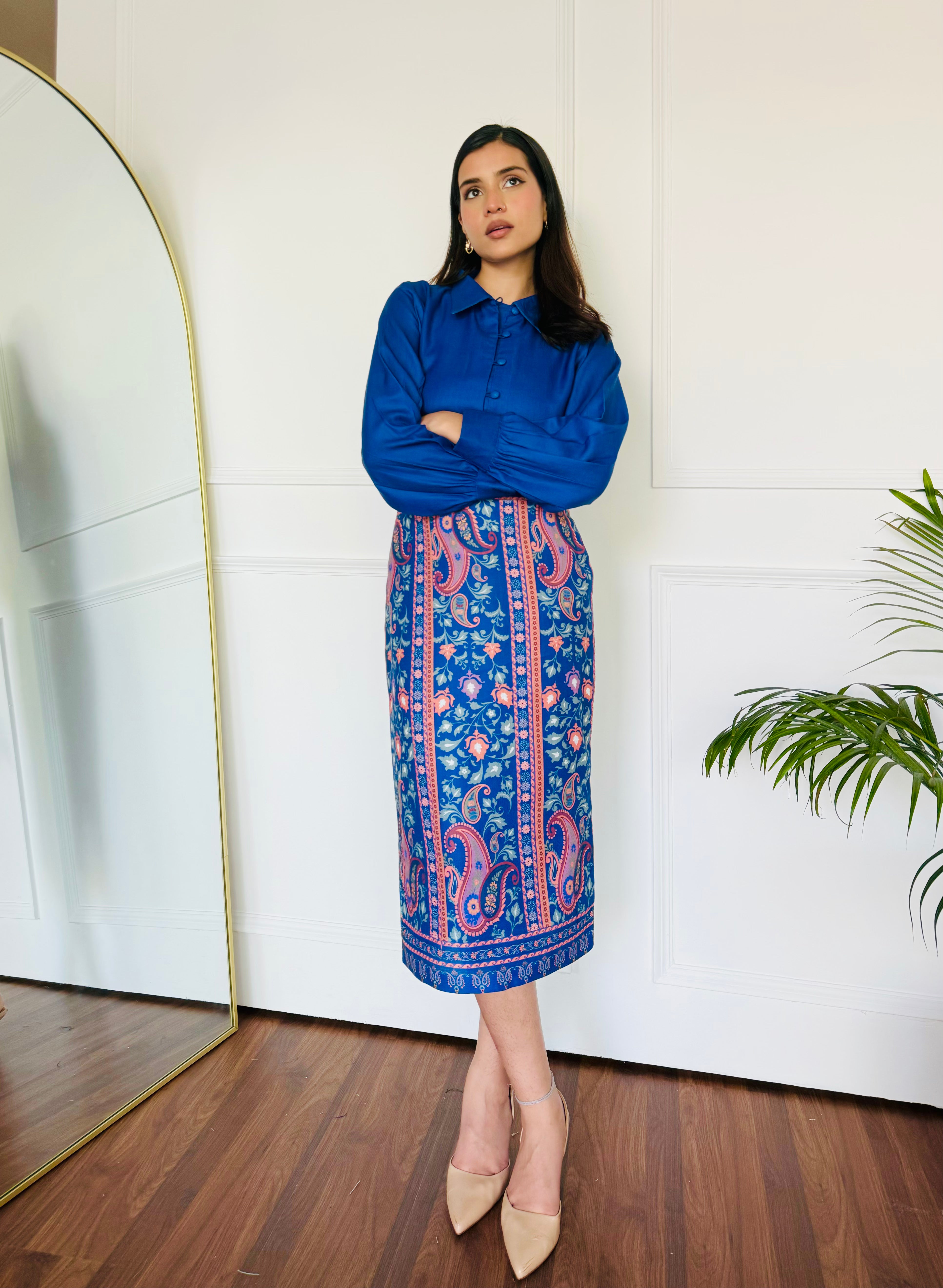Timeless Blue Skirt Set