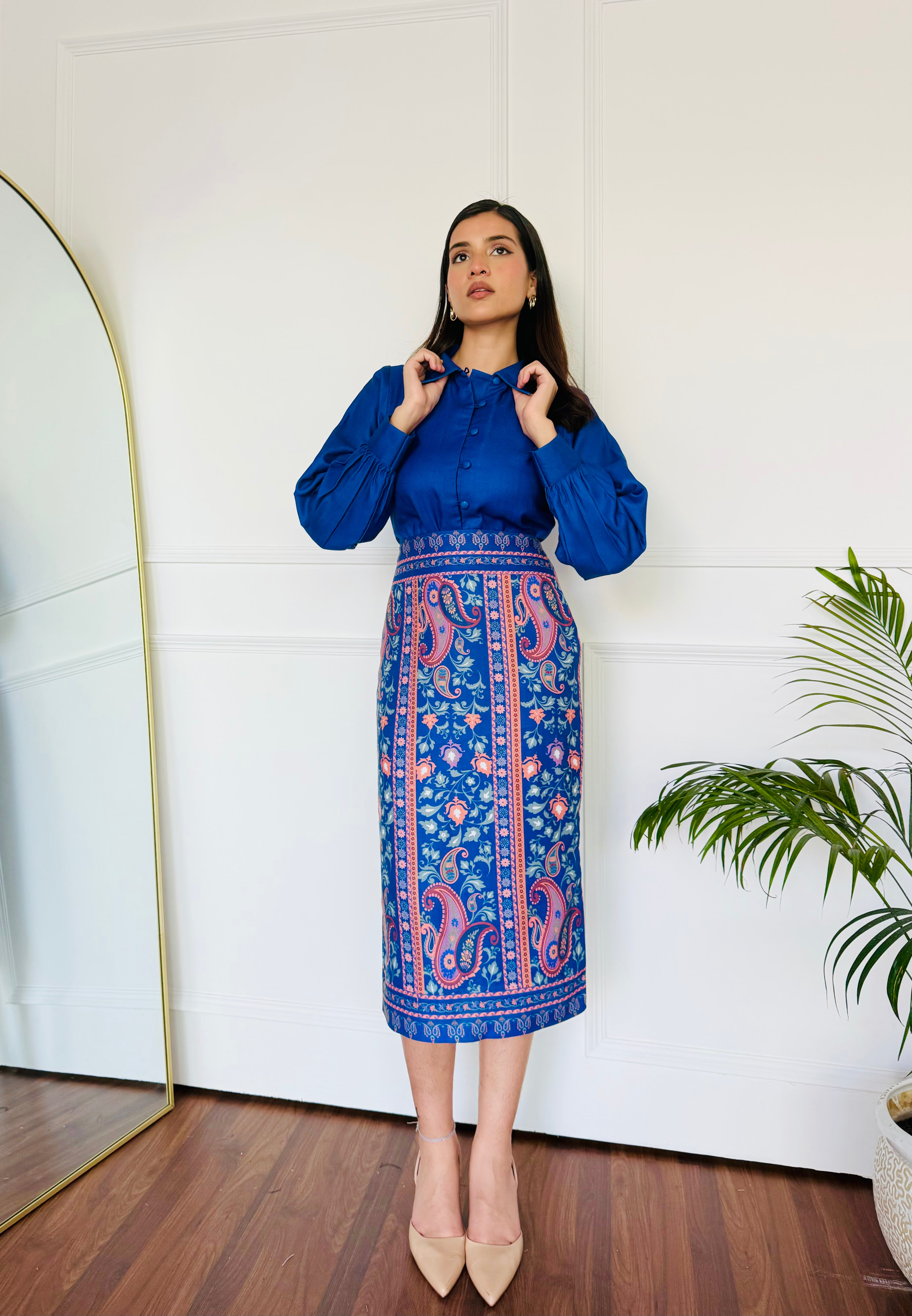 Timeless Blue Skirt Set