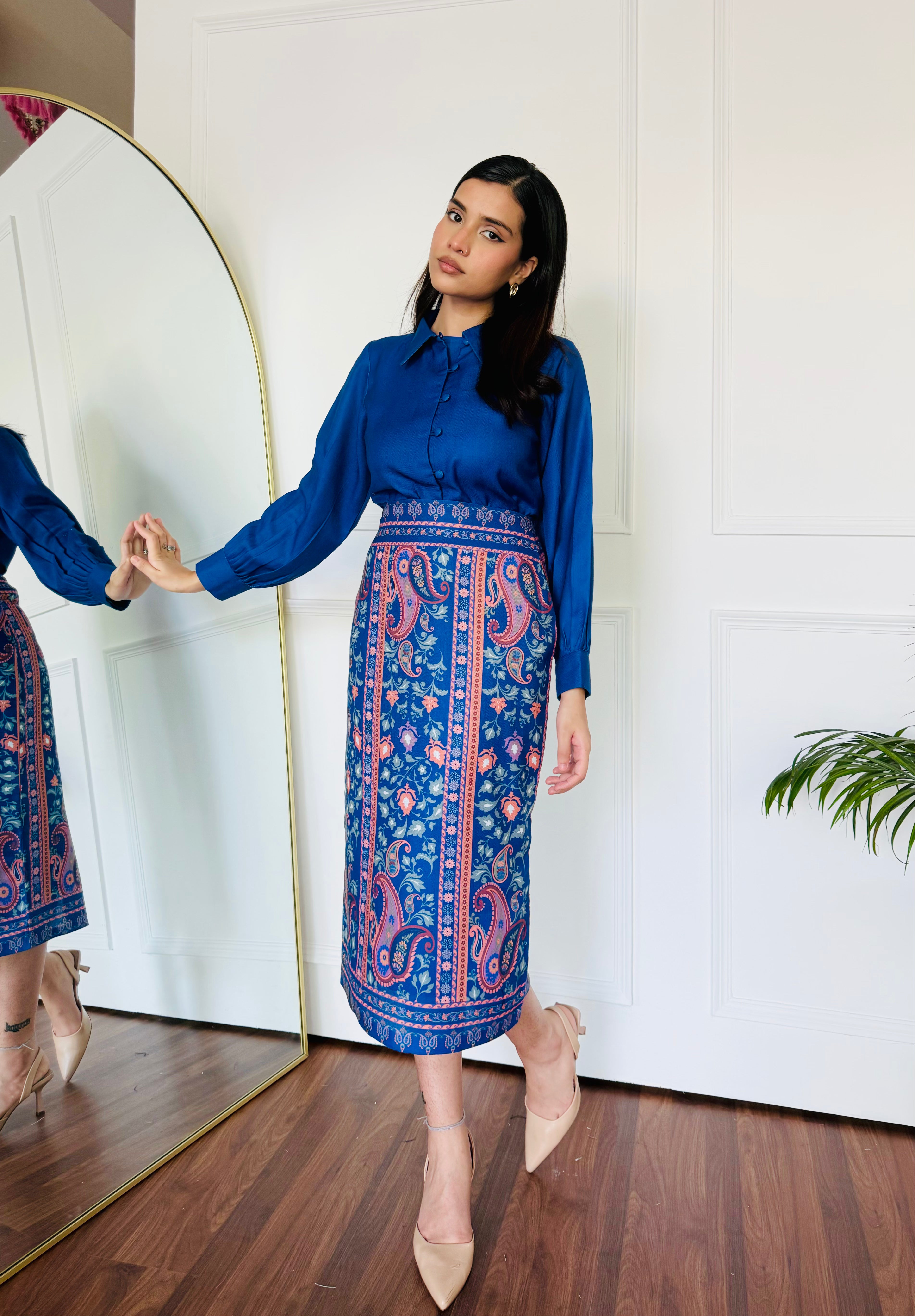 Timeless Blue Skirt Set