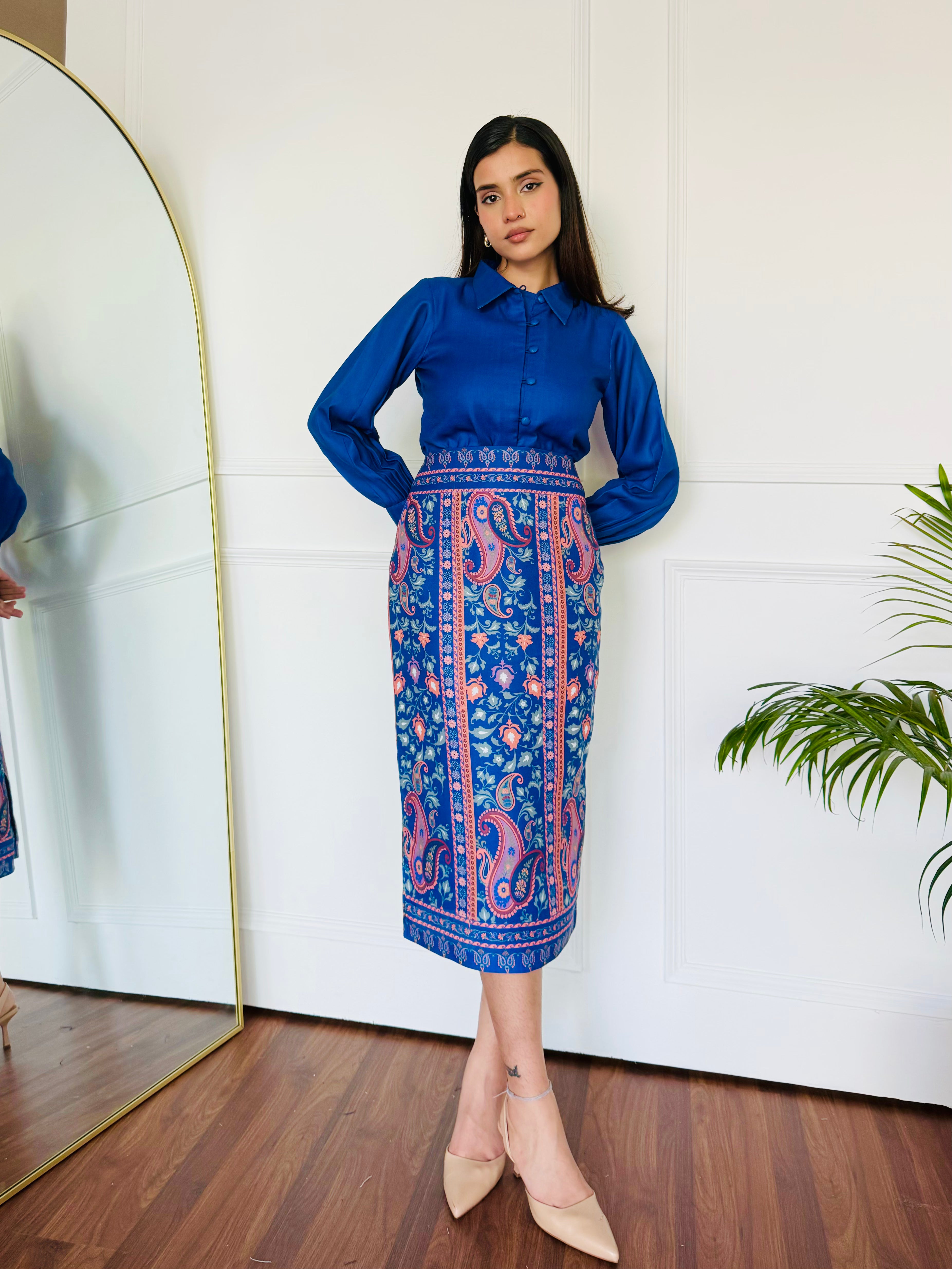 Timeless Blue Skirt Set