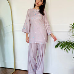 Pastel Embroidered Hearts Kurta Set