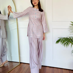 Pastel Embroidered Hearts Kurta Set