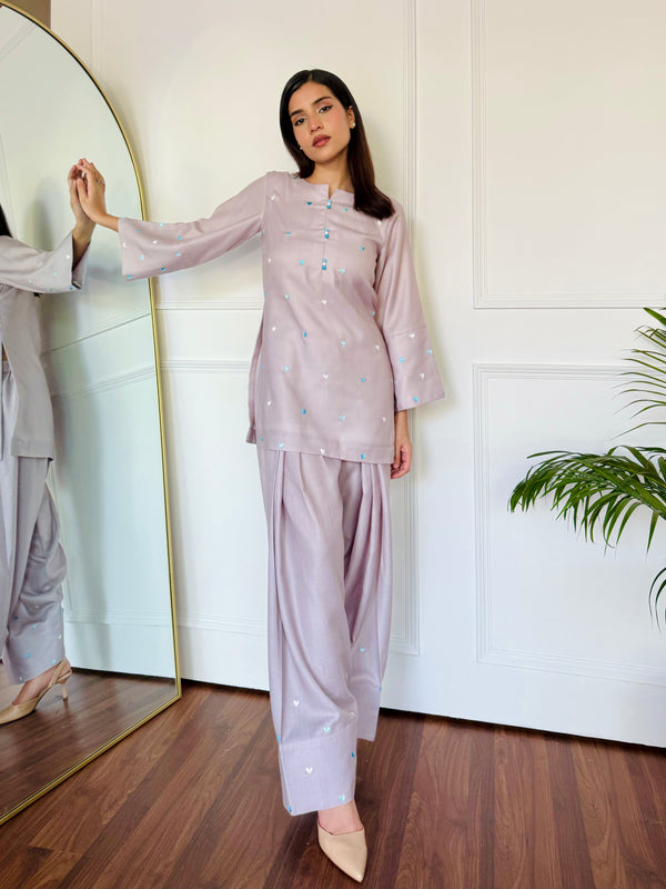 Pastel Embroidered Hearts Kurta Set