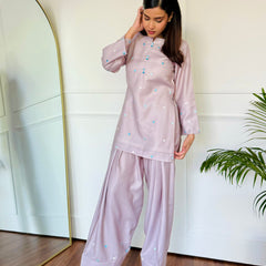 Pastel Embroidered Hearts Kurta Set