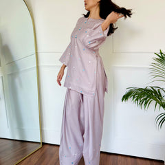 Pastel Embroidered Hearts Kurta Set