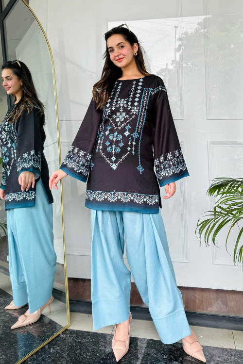 Black & Blue Farshi Salwaar Set