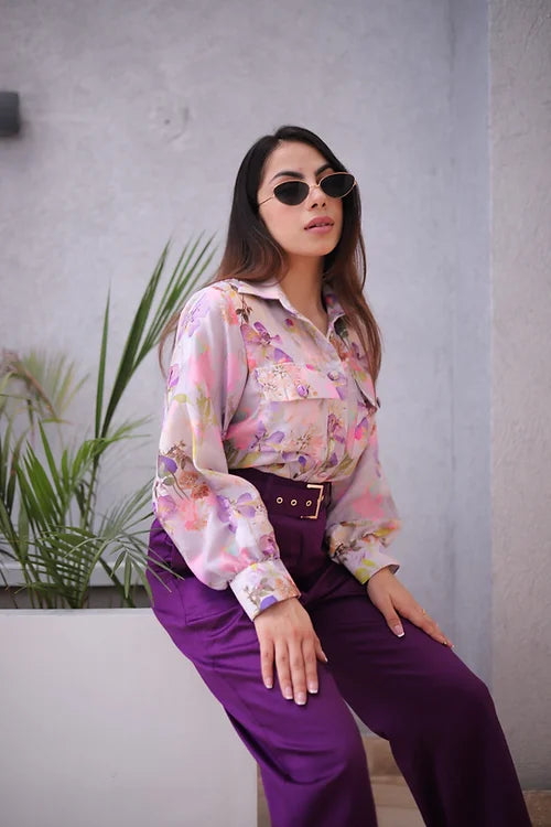 Formal Purple Print Shirt