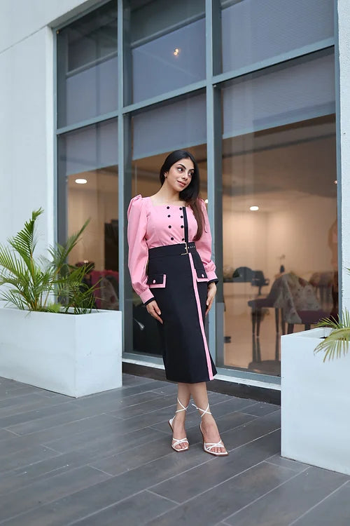 Classy Two Tone Skirt Set