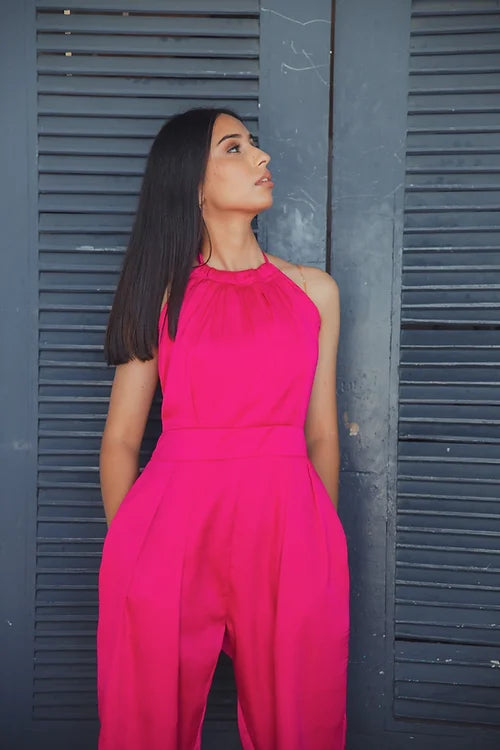 Fuchsia Pink Formal Jumpsuit