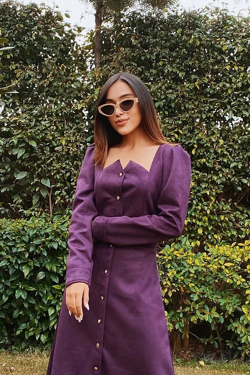 Tyra Purple Suede Dress