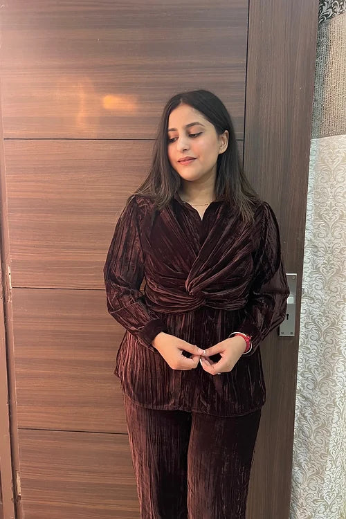 Classy Brown Velvet Coord