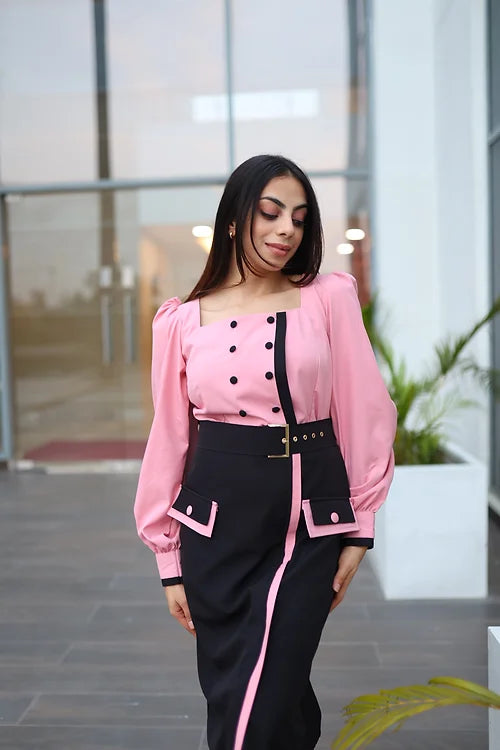 Classy Two Tone Skirt Set