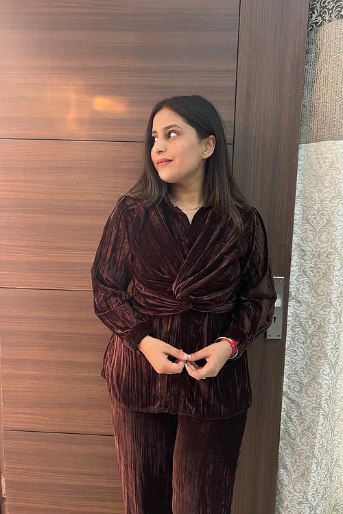 Classy Brown Velvet Coord