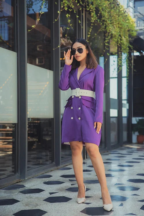 Classy Purple Blazer Dress
