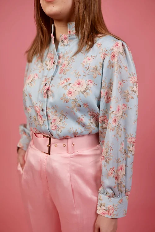 Pastel Floral Blue Shirt