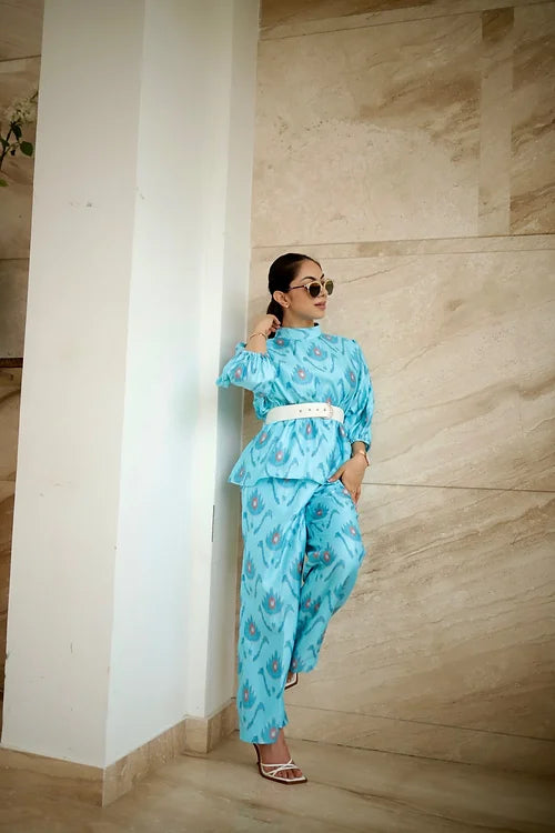 Miley Blue Ikkat Coord
