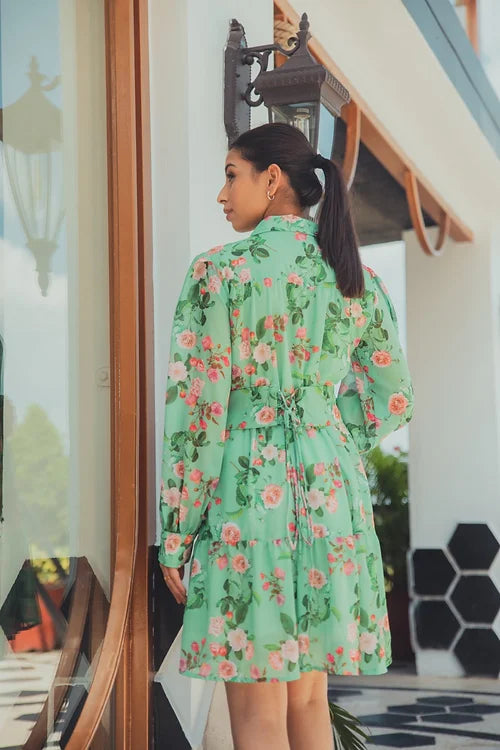 Hannah Green Floral Shirt Dress - XS Hannah Green Floral Shirt Dress - XS