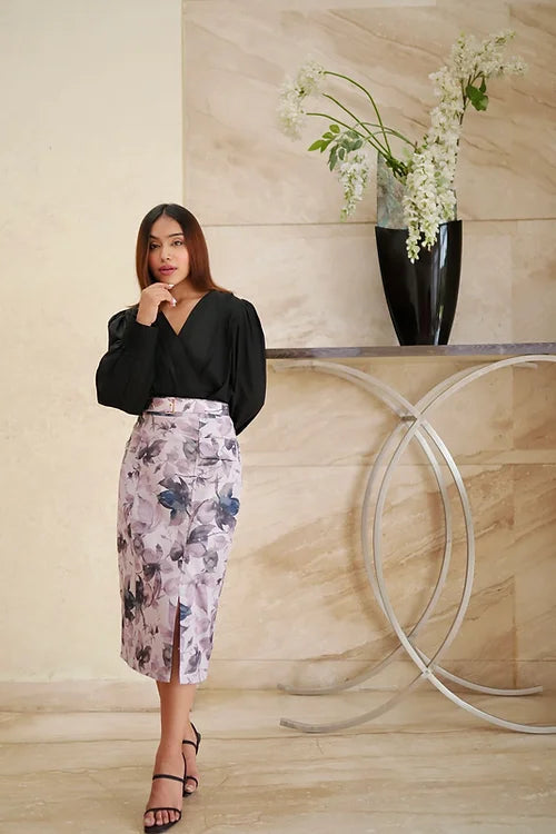 Lyla Pastel Skirt With Black Formal Pleated Top