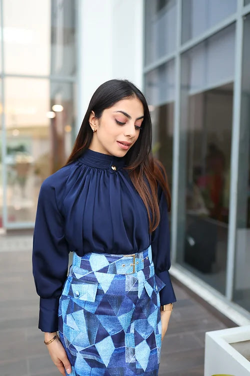 Power Blue Skirt Set