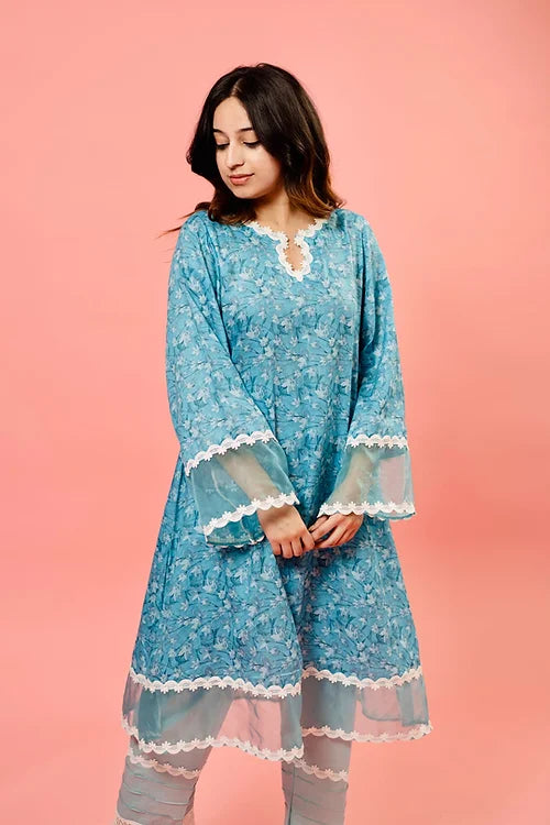 Feriha Blue Pakistani Kurta Set