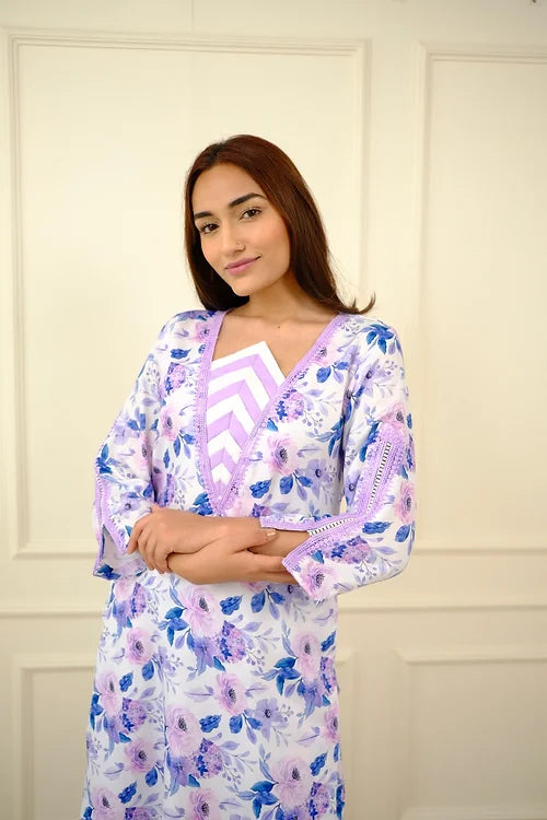 Hania Pastel Floral Pakistani Kurta Set