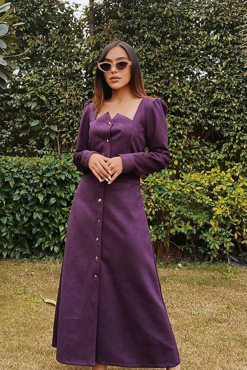Tyra Purple Suede Dress