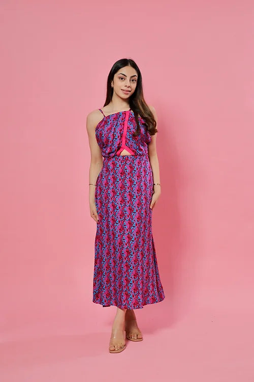 Sella Print Midi With Front Cut